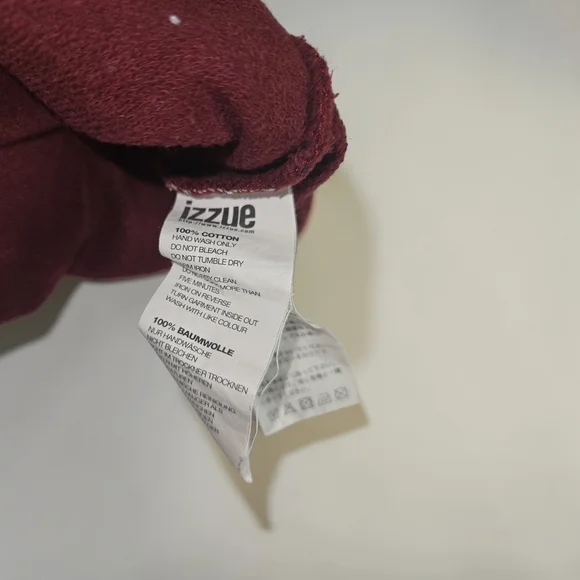 Men's Burgundy Crewneck Sweatshirt with 'NEVER' Chest Patch - Picture 3 of 6